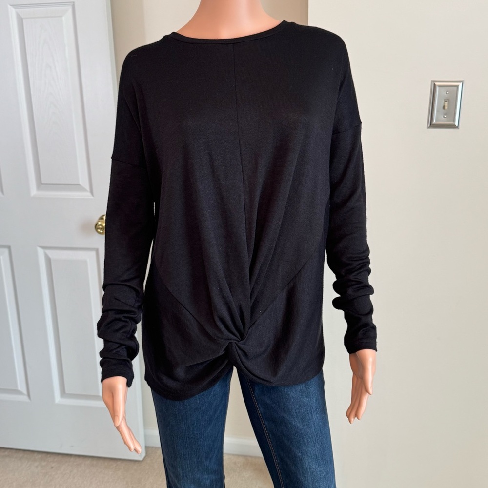 Banana Republic Luxespun Long Sleeve Super Soft Black Long Sleeve Top Medium